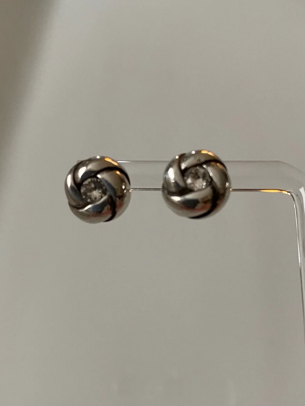 Brighton ‘love me knot’ Silver Knot Stud Earrings with Clear Stones